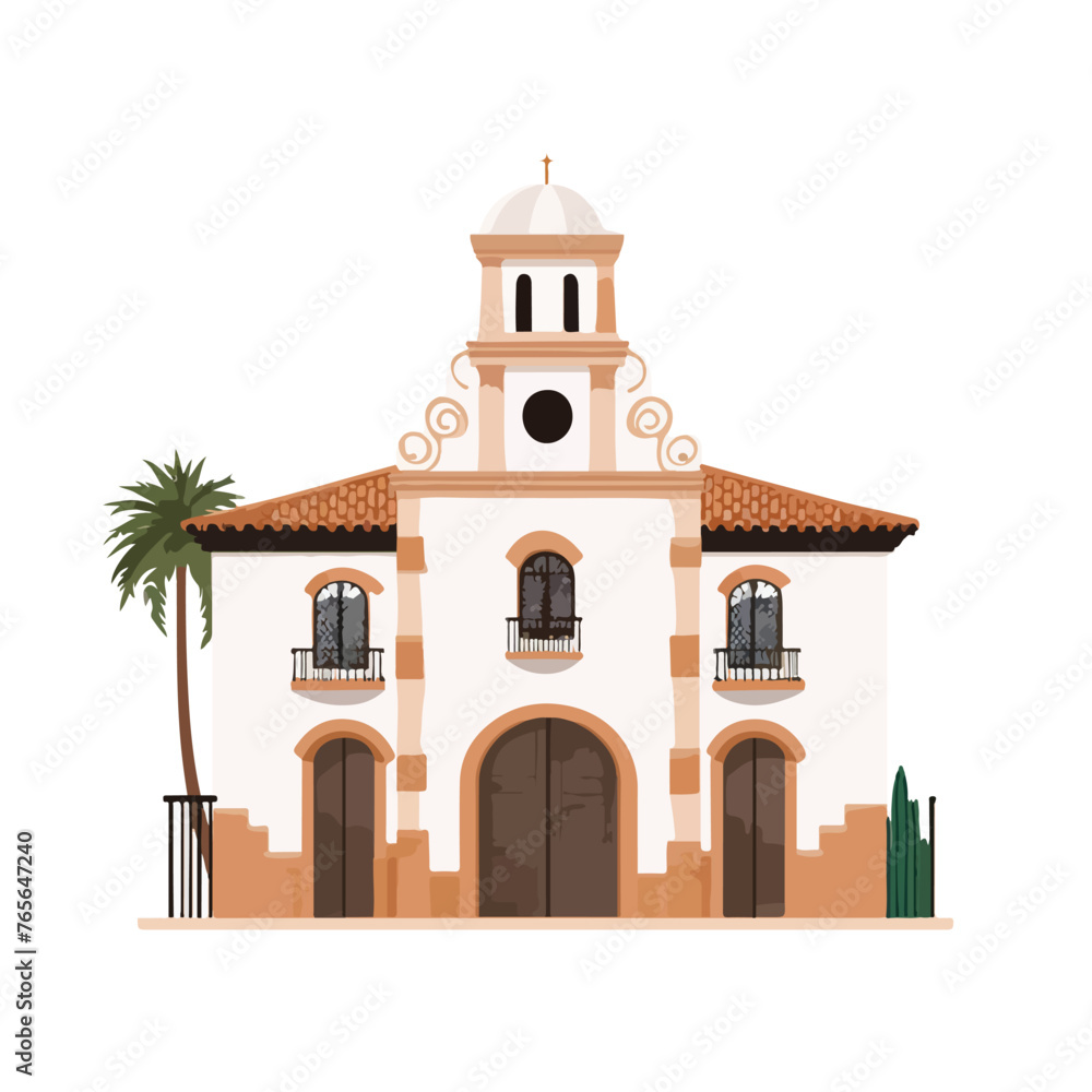 flat design spanish colonial architecture icon vect