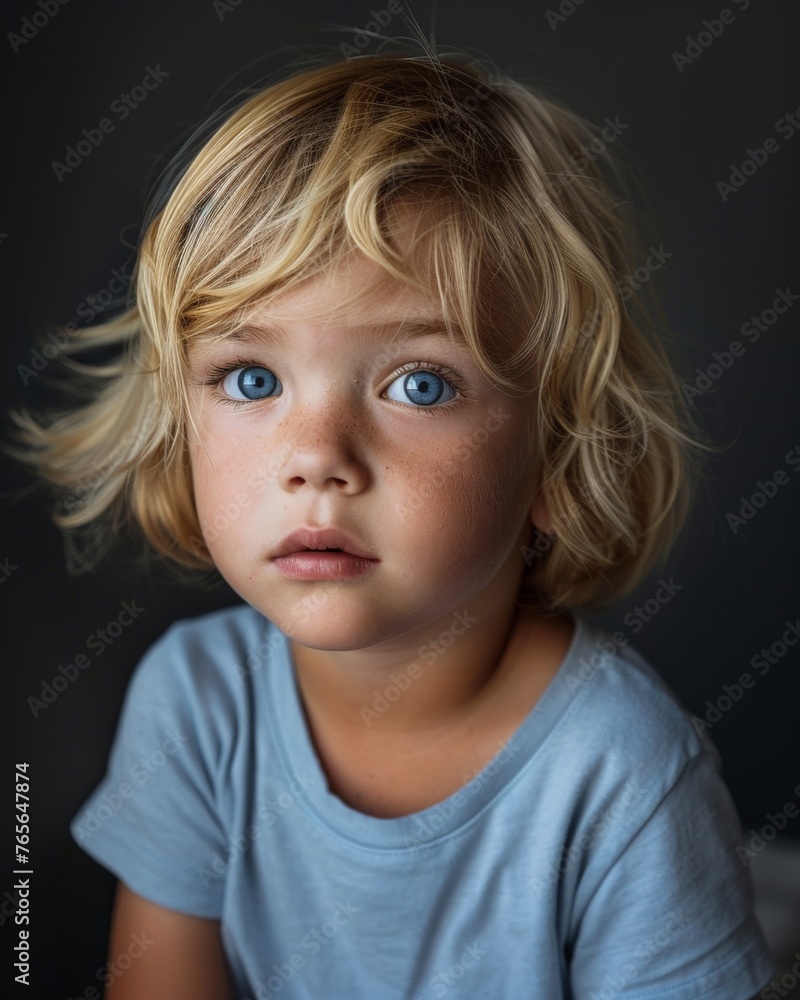 Adorable Two-Year-Old Boy Portrait with Blue Eyes and Blonde Hair Adorable Two-Year-Old Boy Portrait with Blue Eyes and Blonde Hair