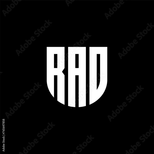RAD letter logo design with black background in illustrator, cube logo, vector logo, modern alphabet font overlap style. calligraphy designs for logo, Poster, Invitation, etc.