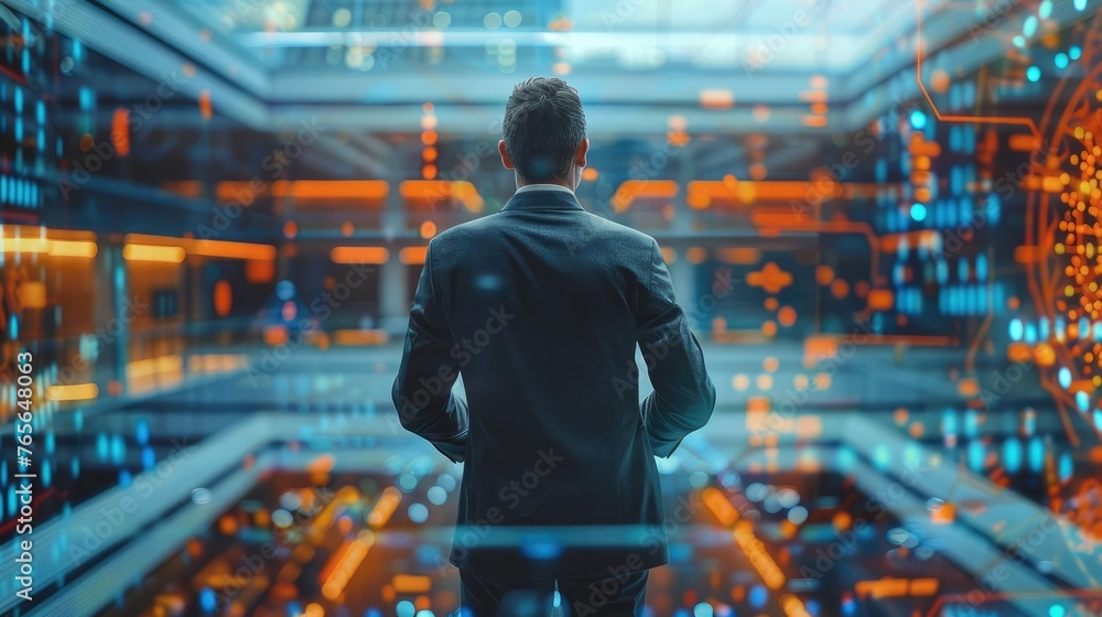 A businessman who combines IT consulting with a global network, efficiency and competitiveness, IT solutions and strategic guidance. Generative AI. A businessman who combines IT consulting with a global network, efficiency and competitiveness, IT solutions and strategic guidance. Generative AI.