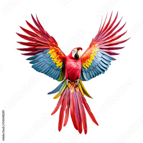 red winged macaw isolated on white