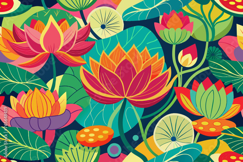 colorful-pattern-with-lotus-leaves-design . © mk graphics