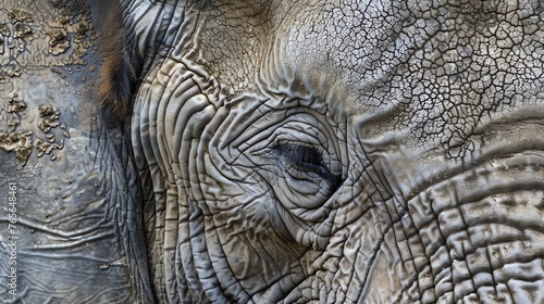 Close-up of an elephant's eye. The elephant's eye is a beautiful and complex organ.