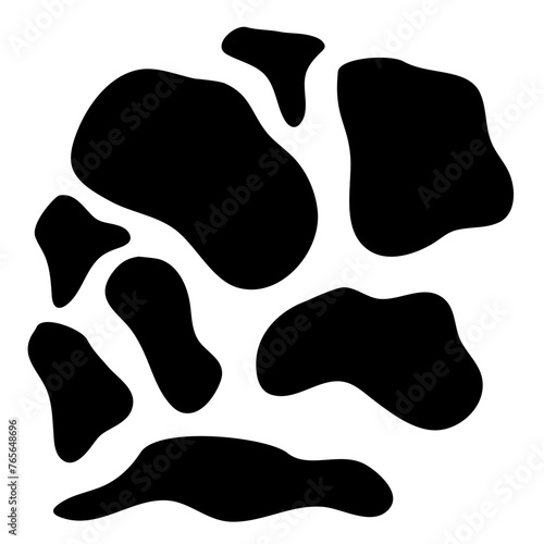Cow seamless pattern in black, Black Freeform repeating shapes. Cartoon doodle style vector illustration