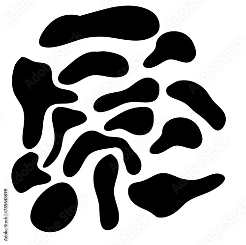 Cow seamless pattern in black, Black Freeform repeating shapes. Cartoon doodle style vector illustration