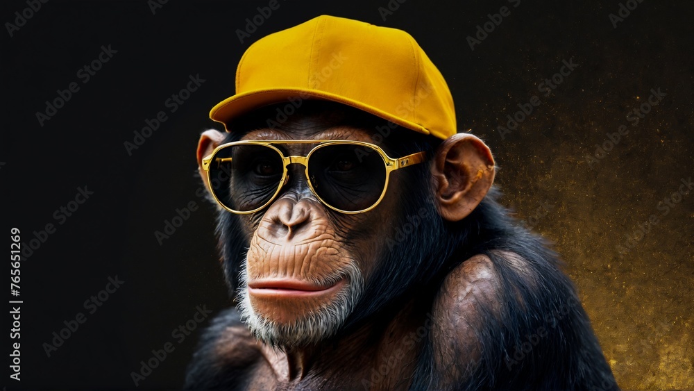 portrait of a chimp , chimpanzee in sunglasses, funny monkey with glasses, monkey wearing a sweatshirt portrait of a chimp , chimpanzee in sunglasses, funny monkey with glasses, monkey wearing a sweatshirt