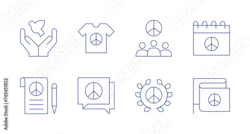 Peace icons. Editable stroke. Containing peace, internationaldayofpeace, peacetreaty, peacesign, peaceflag.