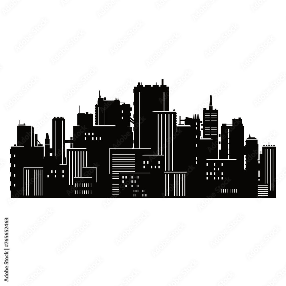 Naklejka premium Urban Cityscape city buildings Vector Illustration silhouette