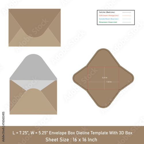 Simple Envelope dieline template, vector design (ID: 765653415)