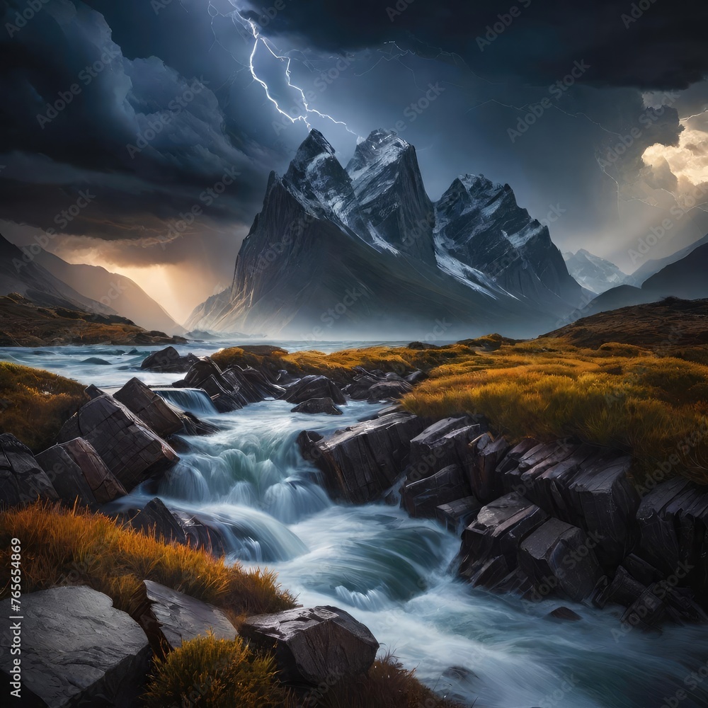 Fototapeta premium sunrise over the mountains