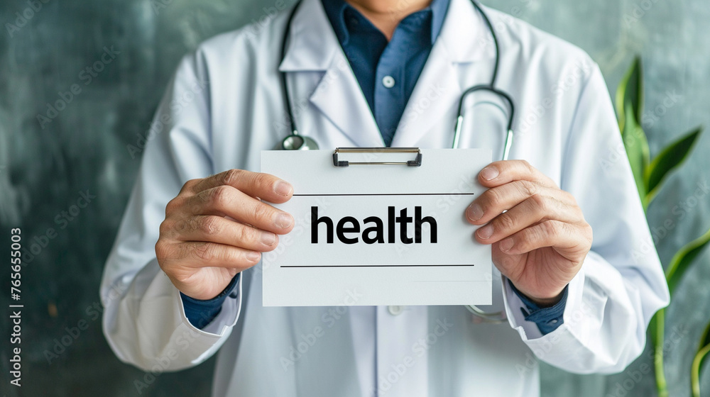 doctor holding sign Health. world health day