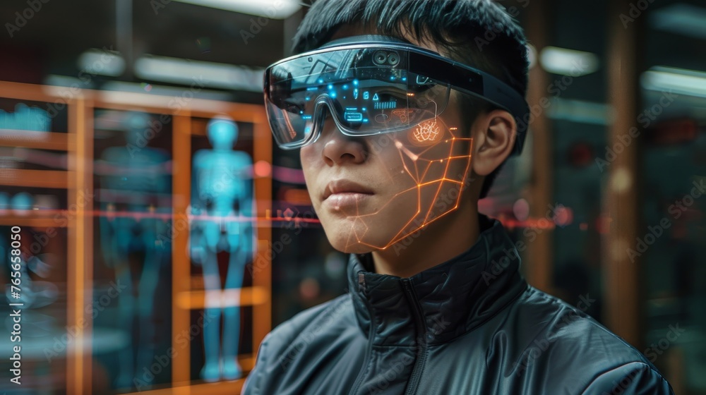 Man Wearing Futuristic Suit and Goggles Man Wearing Futuristic Suit and Goggles