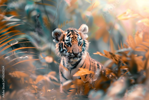 Tigre adorable en medio de la jungla.