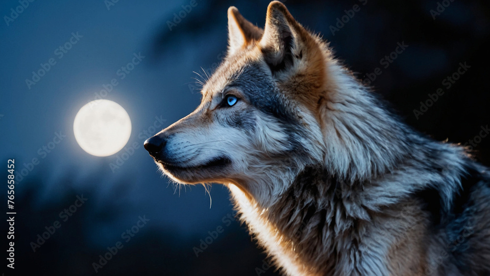 Obraz premium wolf in the night