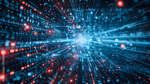 Networking and Digital Technology in Cyberspace  Futuristic Communication Concept with Blue Energy Light