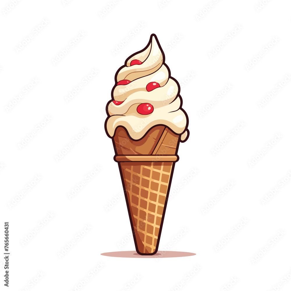 ice cream in cone doodle flat vector illustration i