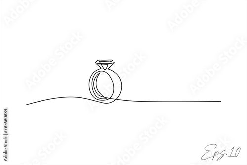 continuous line vector illustration design of diamond ring