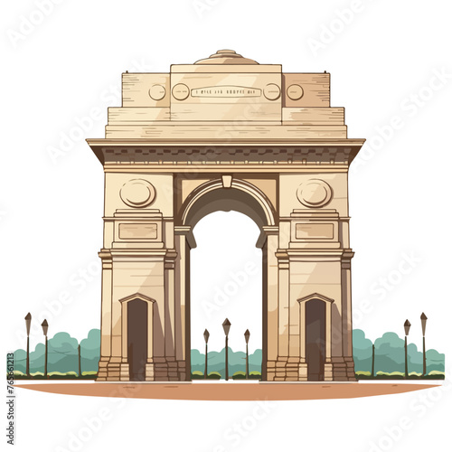 India gate delhi flat vector illustration isolated
