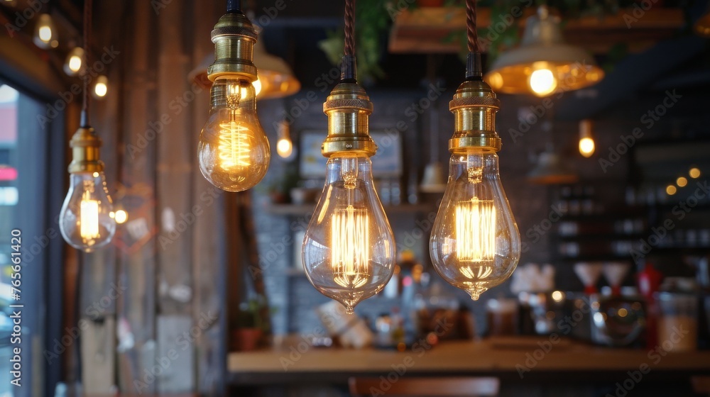 Obraz premium Hanging Light Bulbs Fixture