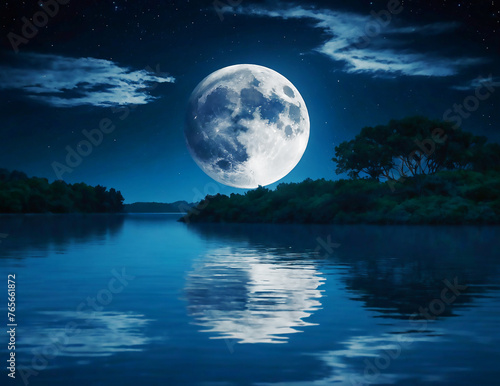 moon over water. Ai generate 