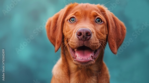 Close Up of Dog on Blue Background