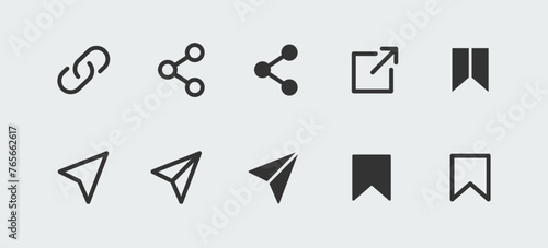 Share icon set for web pages, social media, smart phones.