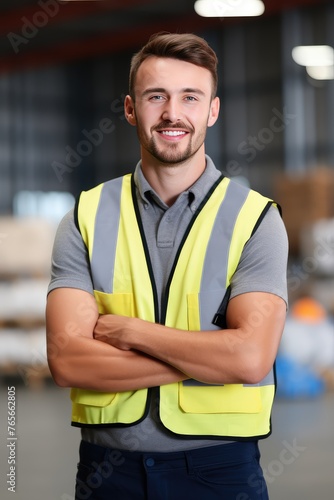 Surrounded by stacks of pallets, the warehouse worker ensures the inventory is securely stored.