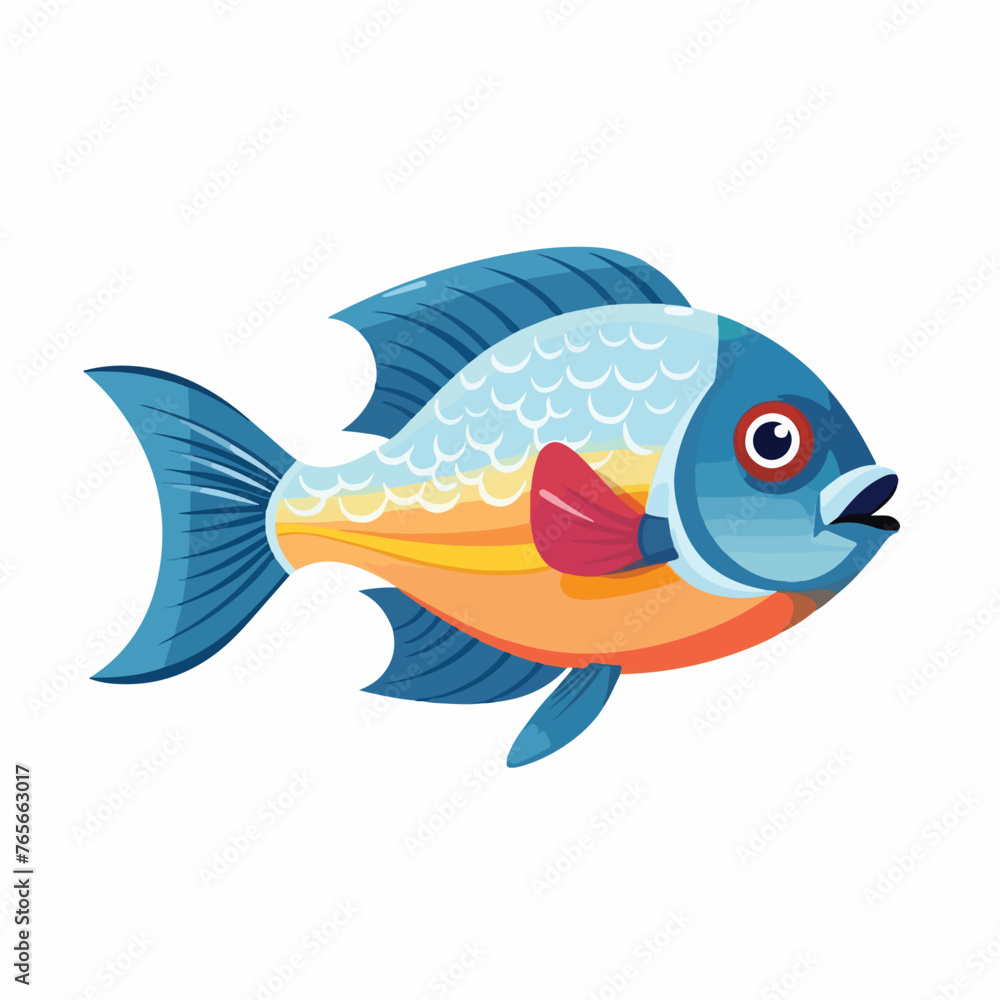 Isolated fish animal cartoon design flat vector ill