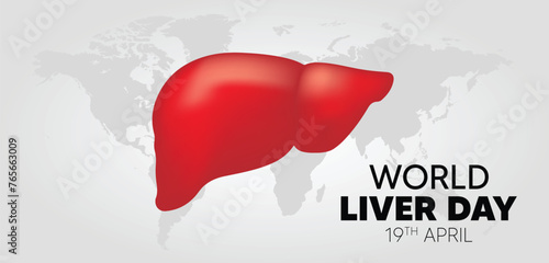 liver day 19 April liver on world map vector poster 