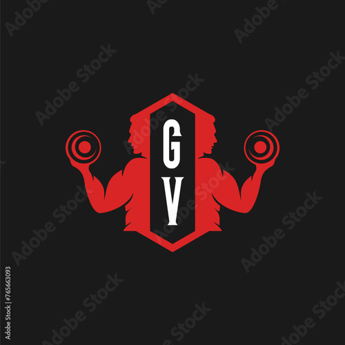 GV initials fitness sport gym logo design vector photo