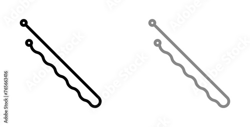 Bobby pin icon set. woman hair pin vector symobol. metal hairpin sign. photo