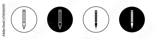 Marker icon set. office highlighter pen vector symbol. important notes text highlight marker sign. photo