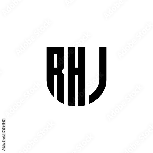 RHJ letter logo design with white background in illustrator, cube logo, vector logo, modern alphabet font overlap style. calligraphy designs for logo, Poster, Invitation, etc.