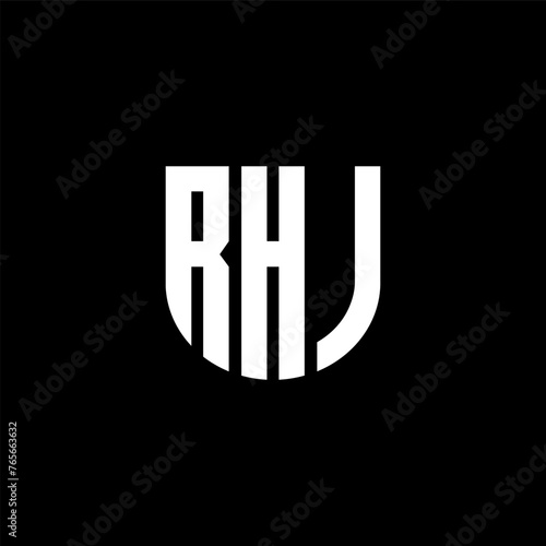 RHJ letter logo design with black background in illustrator, cube logo, vector logo, modern alphabet font overlap style. calligraphy designs for logo, Poster, Invitation, etc.