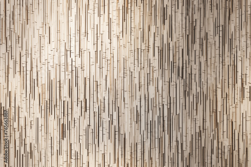 A wooden wall with a pattern of brown and white stripes