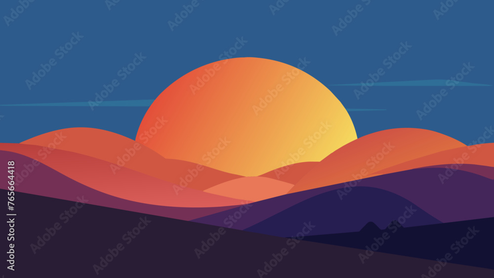 Silhouettes on the horizon: Minimalist vector sunset
