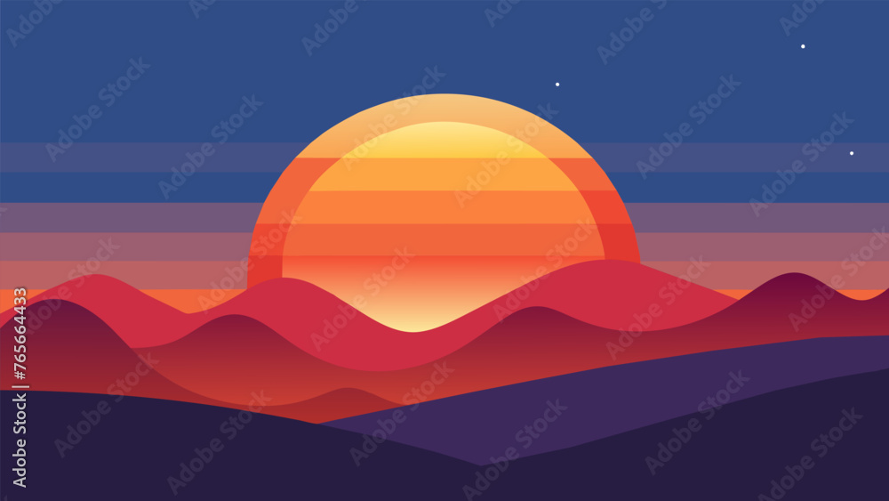 Colors of the evening: Sunset in the style of vector minimalism Colors of the evening: Sunset in the style of vector minimalism