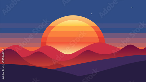 Colors of the evening: Sunset in the style of vector minimalism