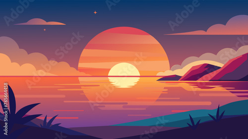 Fototapeta Naklejka Na Ścianę i Meble -  Minimalist Sunset: Vector Art
