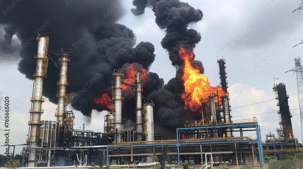 Explosion at a gas processing plant human casualties - obrazy, fototapety, plakaty 