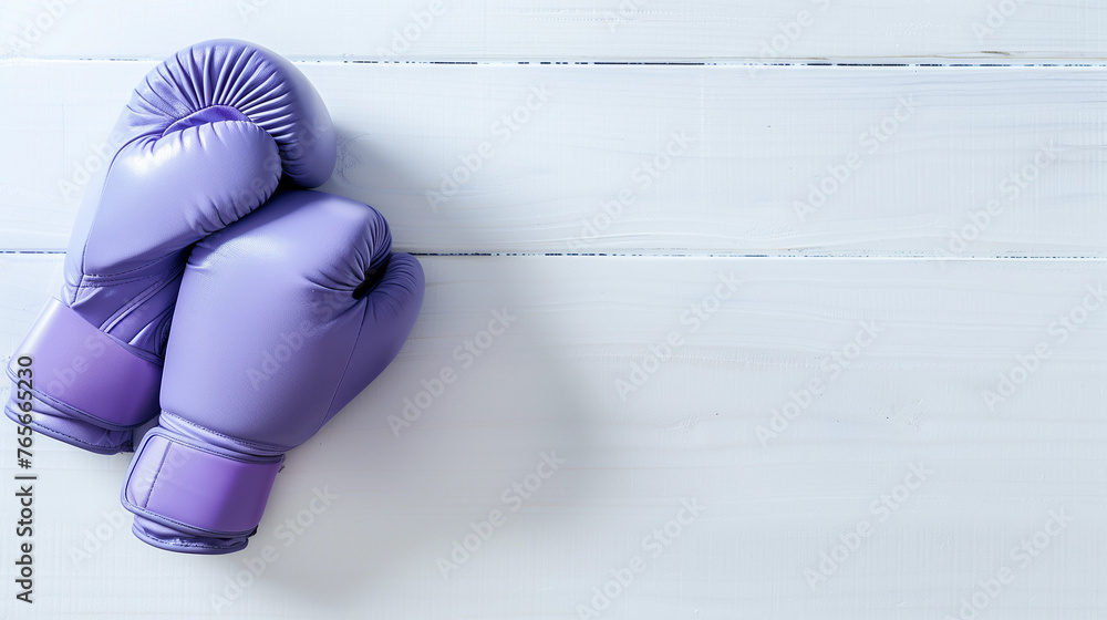 Flat lay purple fighting boxing gloves for gym sports alzheimer's