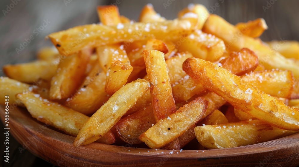 A Pile of French Fries on Table A Pile of French Fries on Table