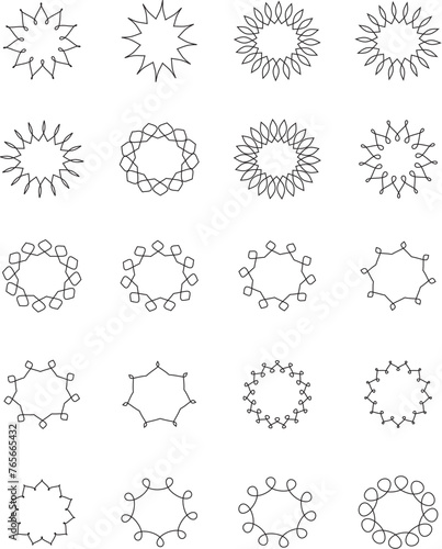 20 Vector Sunburst Outlines