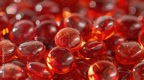 Close Up Shot of Red Glass Beads