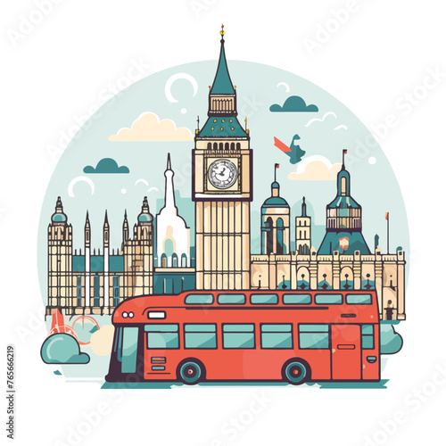 London concept with landmarks icons design vector i