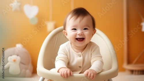 Happy Asian baby, little boy. child looking at camera