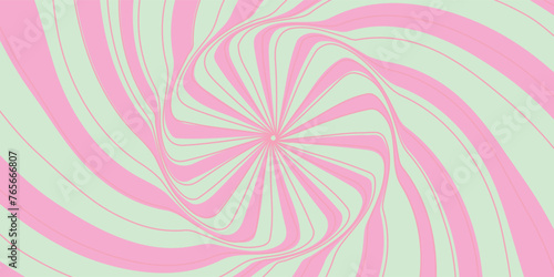 Swirling radial ice cream background. Vector illustration for swirl design. Summer. Vortex spiral twirl. Pink. Helix rotation rays. Converging psychadelic scalable stripes.