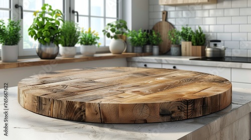 Wooden Cutting Board on Counter