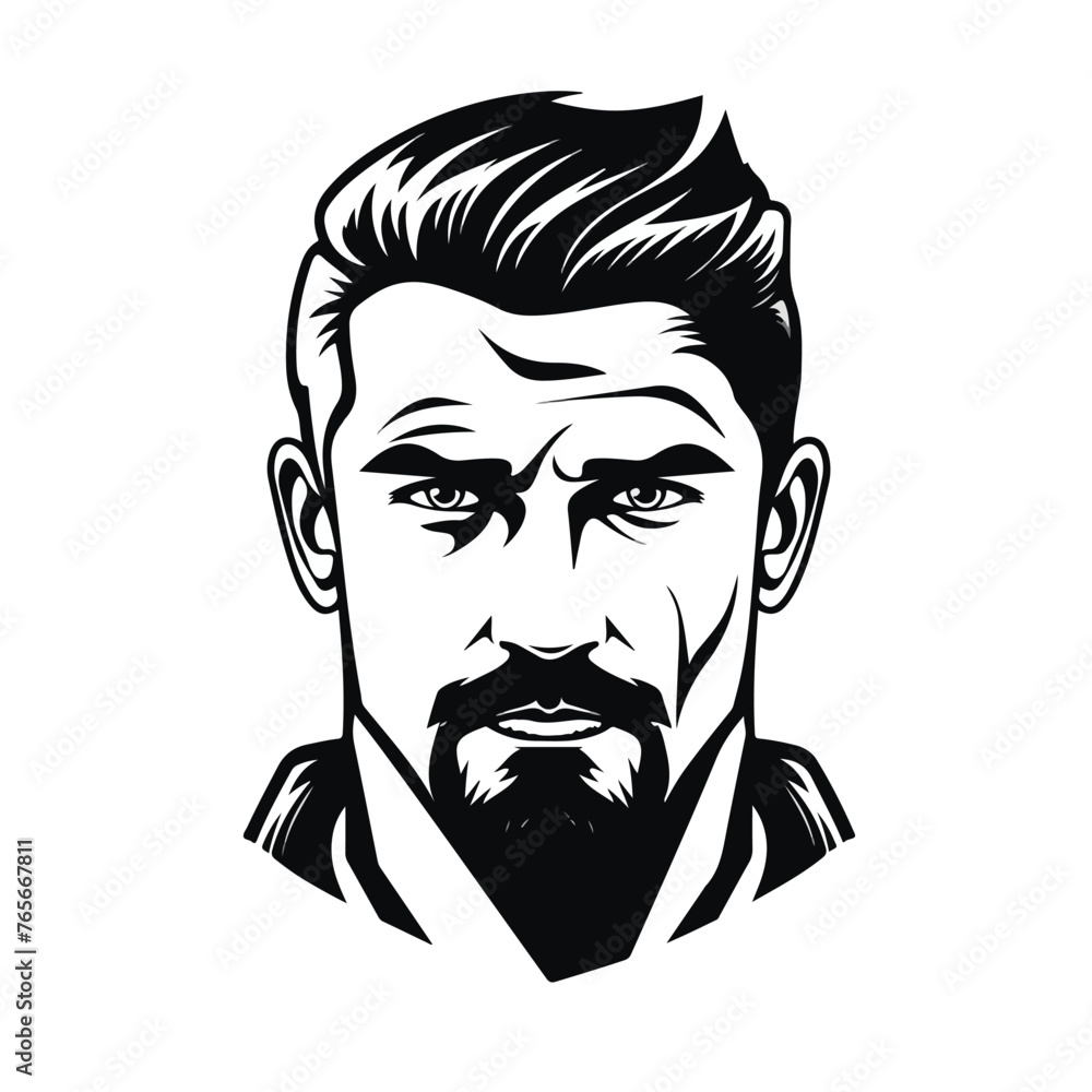 Man face cartoon in black and white in black and wh