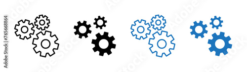 Gear vector illustration set. Engine cogwheel icon for UI designs.
